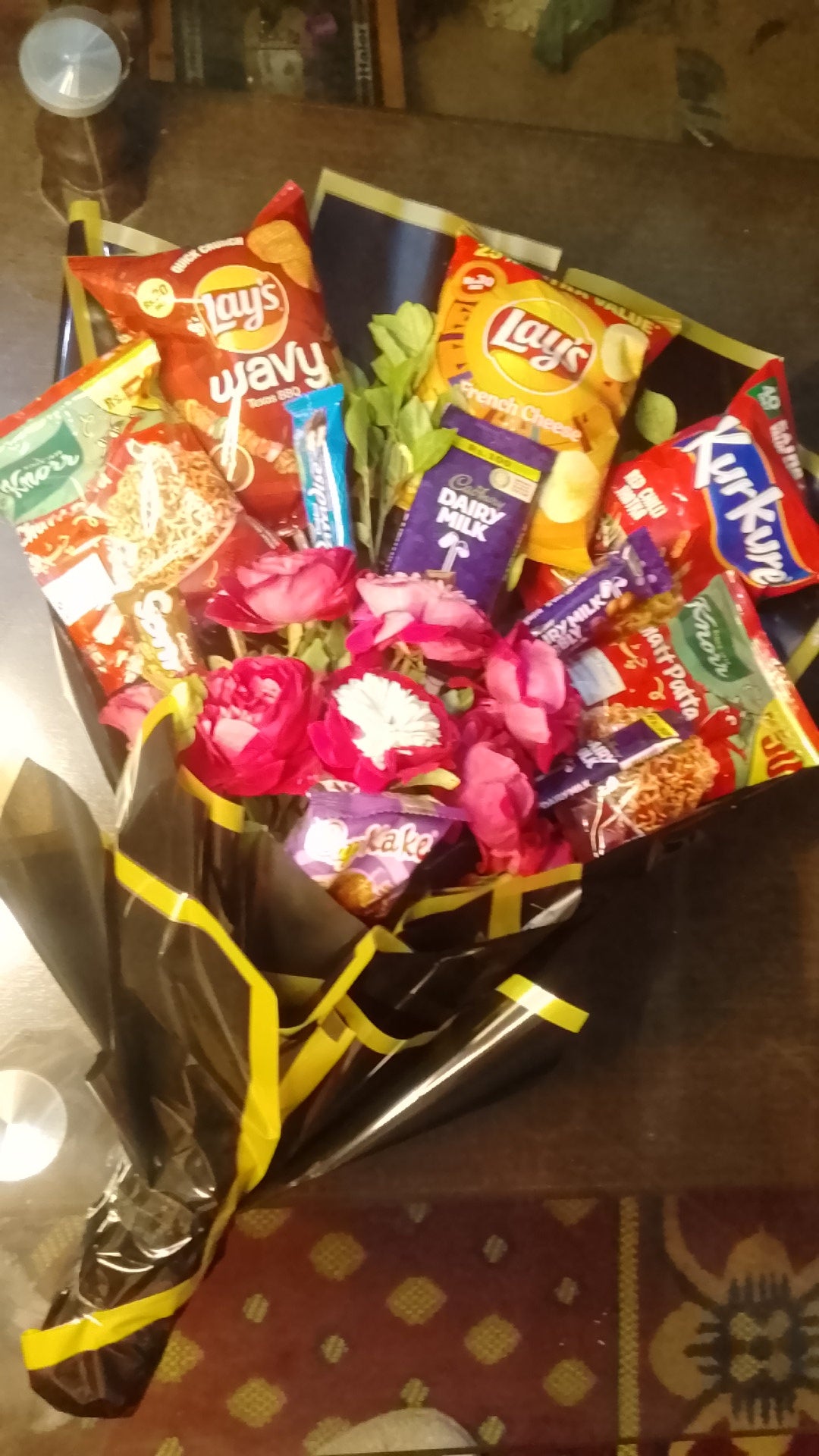 Snacks Bouquet With Flowers