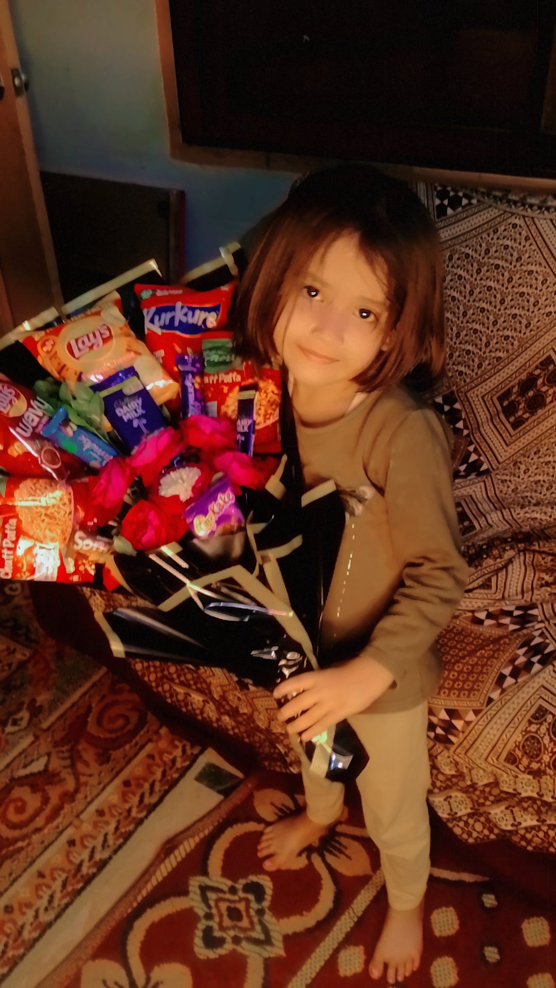 Snacks Bouquet With Flowers